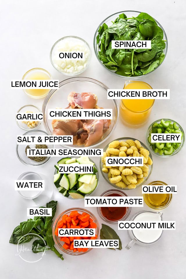 ingredients on white surface with label text