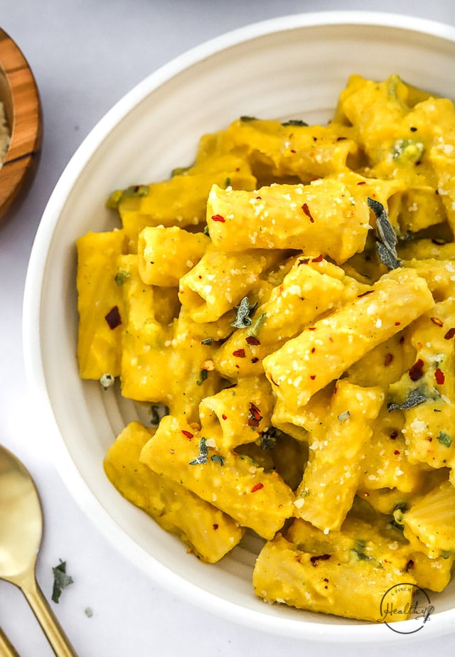 Butternut Squash Pasta closeup in a bowl
