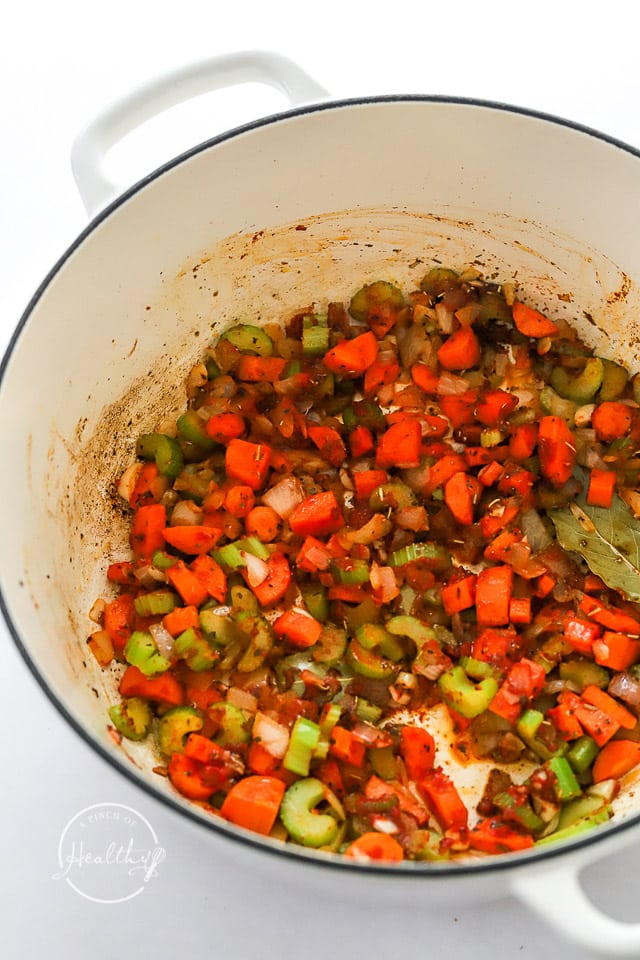 veggies cooking in a pot