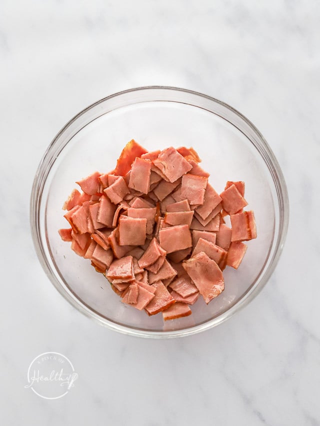 diced bacon in a bowl
