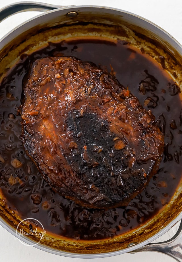 finished beef brisket in a pot