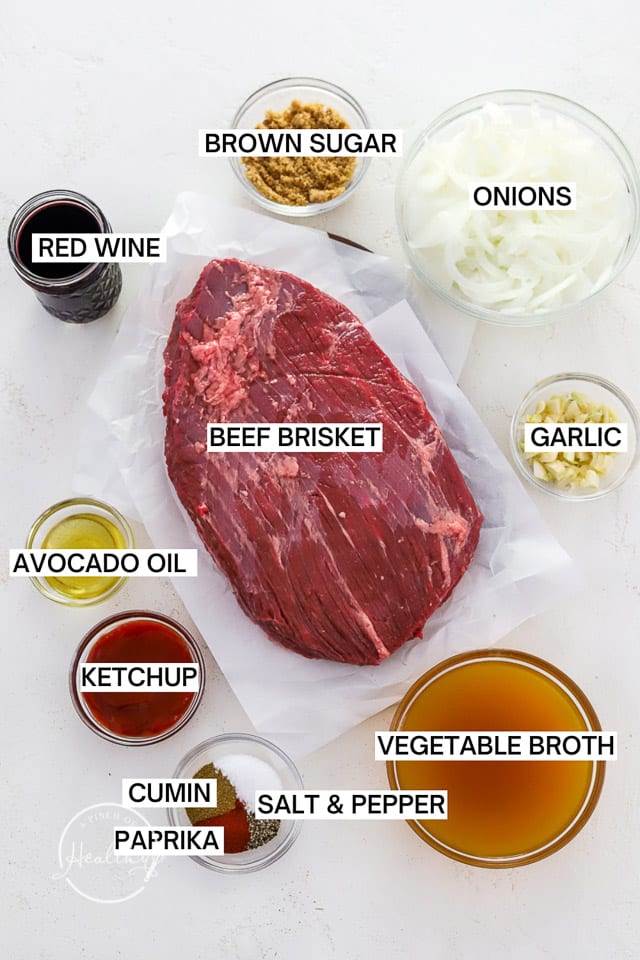 ingredients on white surface with label text