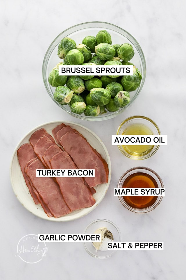 ingredients on white surface with label text