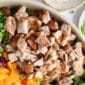 Asian chicken salad in a large bowl.
